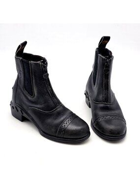Ariat Black Devon II Riding Paddock  Boots Big Kids 11 Leather Zip Up Equestrian